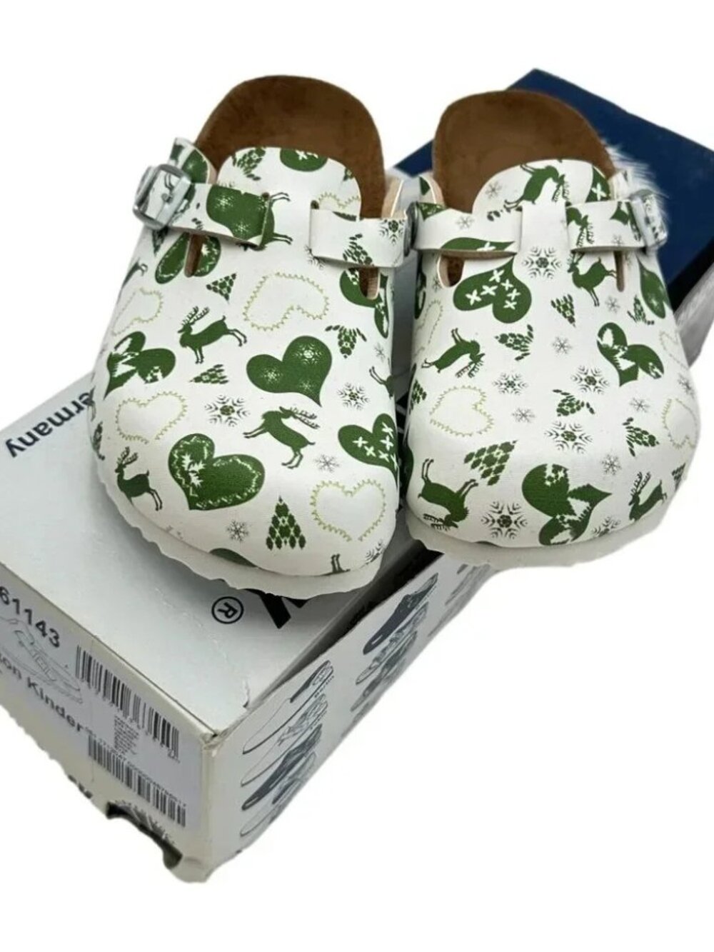 Birkenstock Girls Sz 12 Leather Hearts Green Boston  Kinder‎ Sandal Shoes New